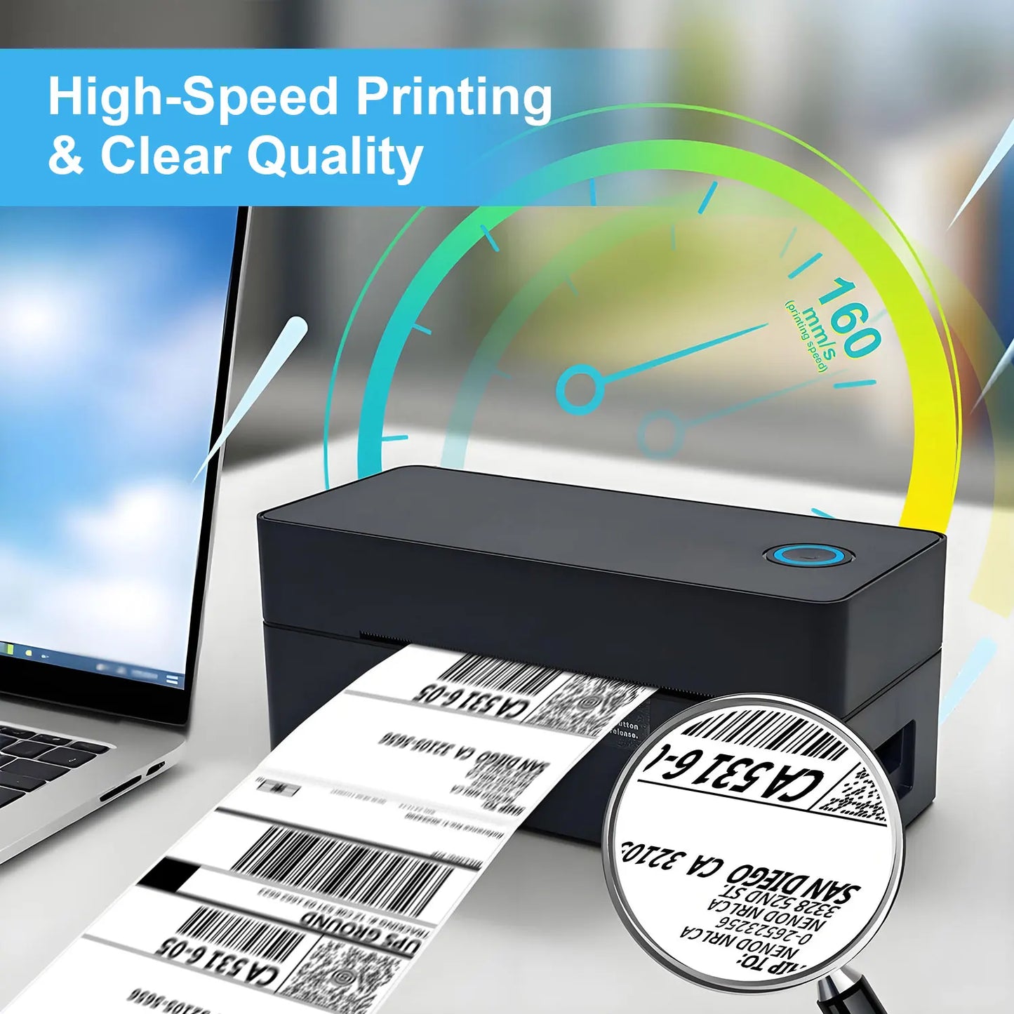 Bluetooth Thermal Label Printer, Portable Inkless 4x6 Inch Label Printer for Package Shipping