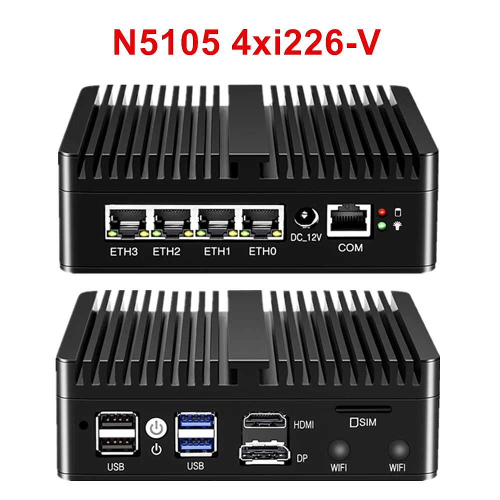 2025 pfSense Firewall Soft Router J6412 N150 N6210 4xIntel i226 2.5G LAN 2xDDR4 NVMe Fanless Mini PC HDMI2.0 DP AES-NI OPNsense