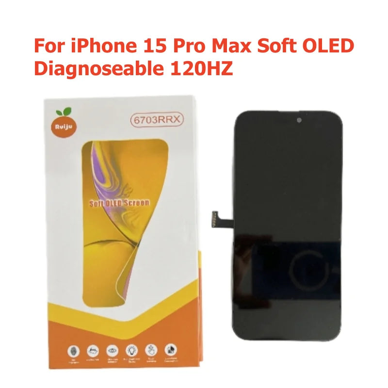 Diagnosable For iPhone 16 Pro Max Screen 17 15Pro 14Pro Max 16 15 Plus Display LCD with 3D Touch Digitizer Assembly Soft OLED RJ