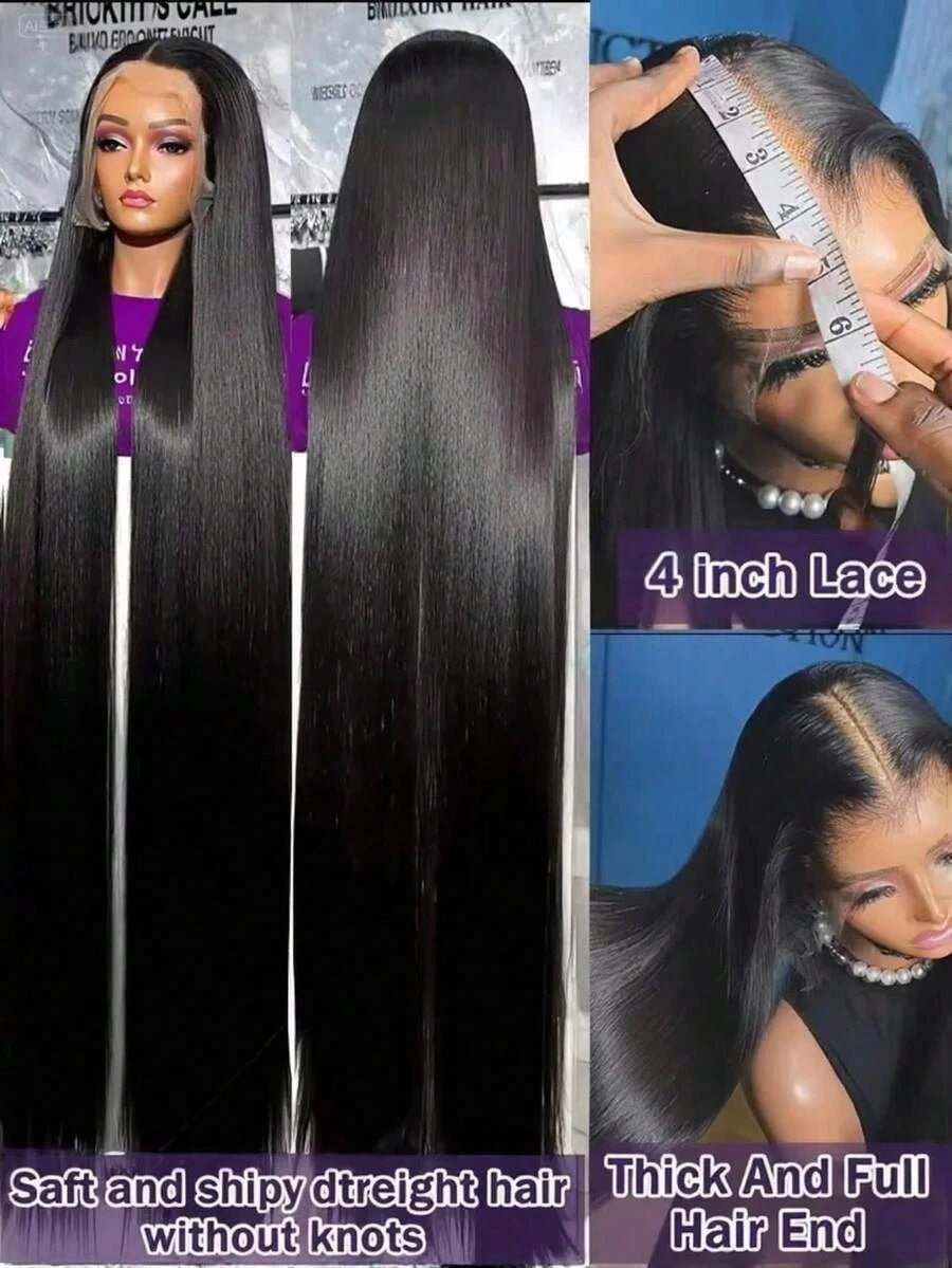 13x4 13x6 5x5 HD Transparent Lace Front Human Bling Hair Wigs For Women Pre Plucked Brazilian 36 30in Straight Lace Closure Wigs
