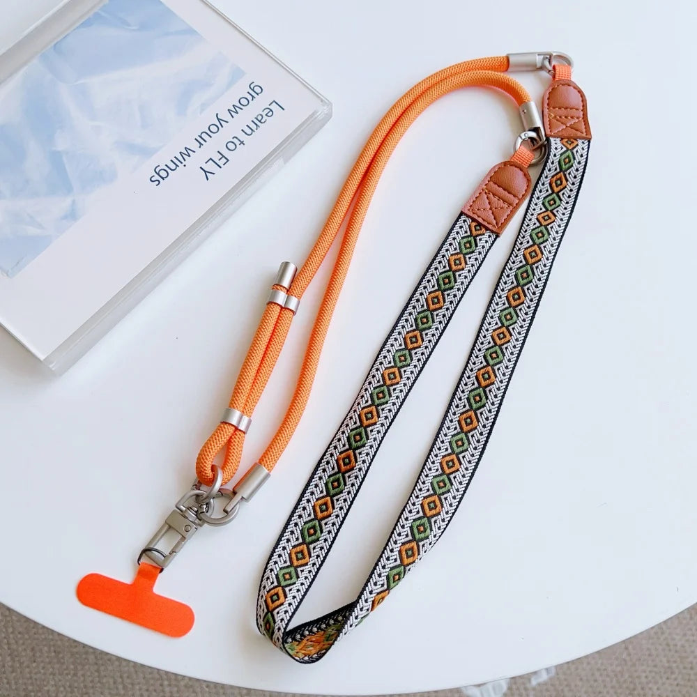 Colorful Adjustable Long Lanyard for Mobile Cell Phone Candy Solid Color Crossbody Necklace Anti-Lost Strap for Phone Universal