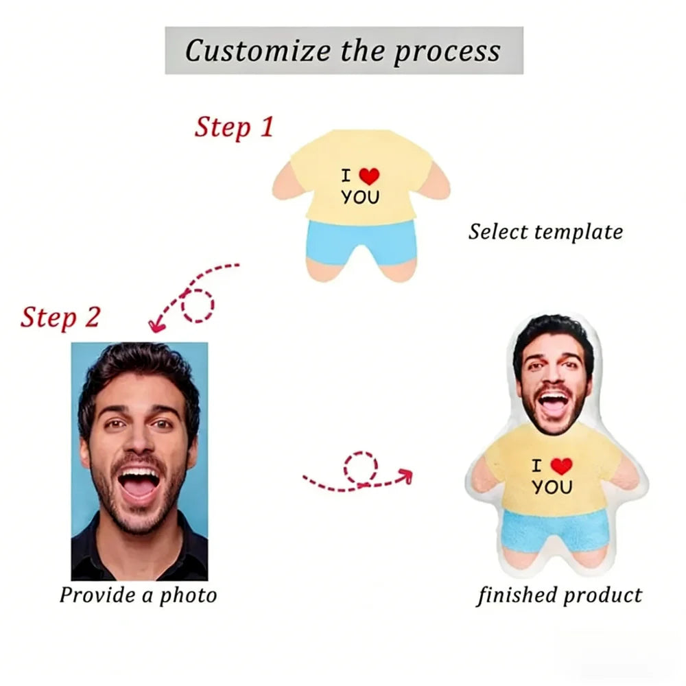 Customized Photo Personalized Pillow, a Lazy Drinking Doll, a Perfect Holiday Gift for Friends, Family, and Colleagues