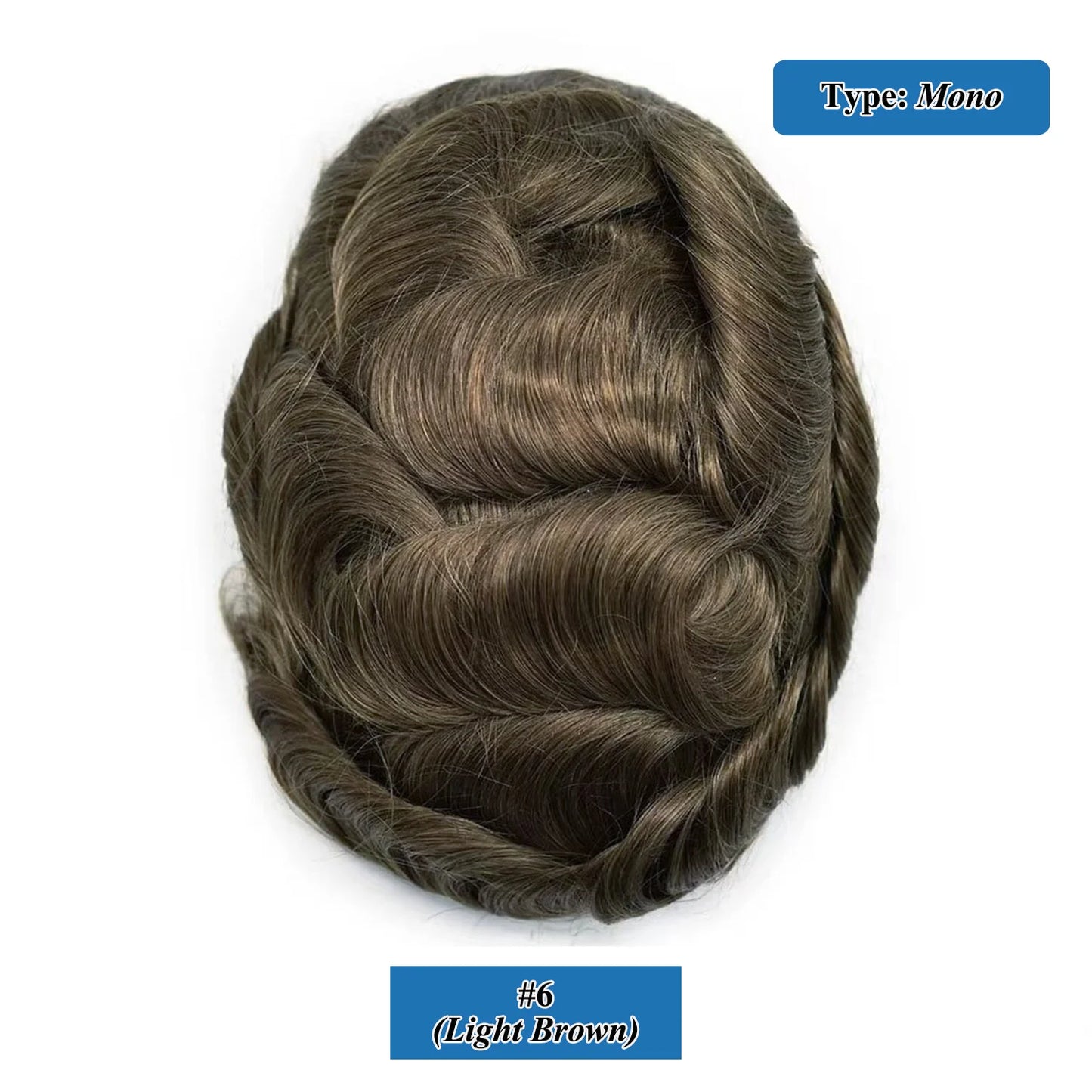 100% Human Hair Men's Toupee Fine Mono Base With Poly Skin Around Natural Men's Hair Replacement system Durable Wigs for Men