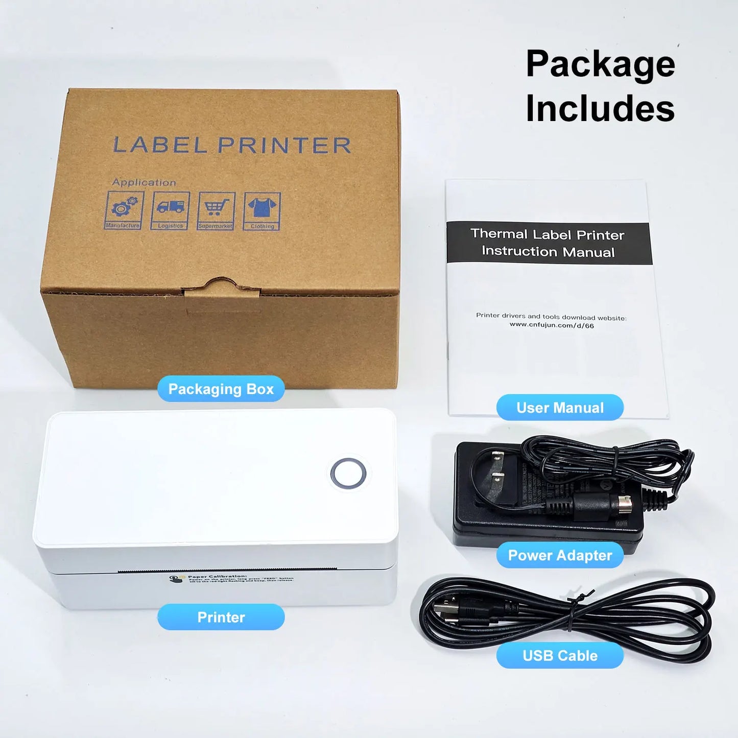 Bluetooth Thermal Label Printer, Portable Inkless 4x6 Inch Label Printer for Package Shipping