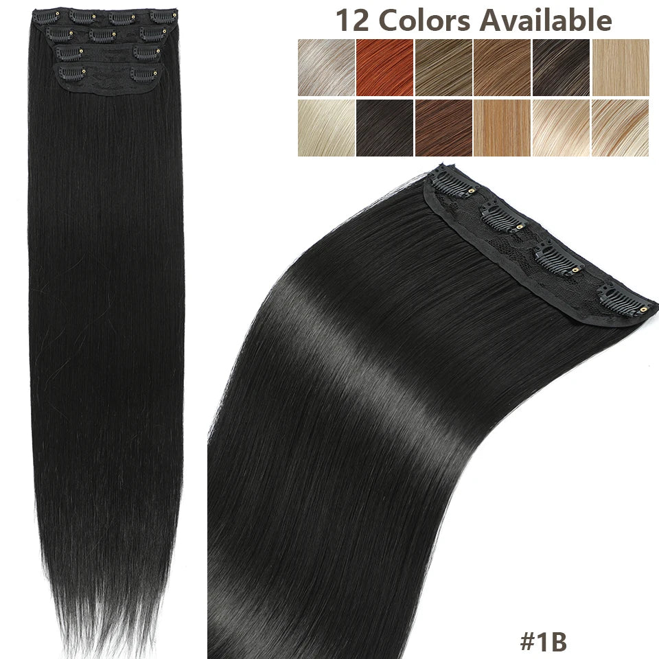 24Inches 200Grams M888 Ombre Blond 27/613 4Clips In Straight Hair Extensions Bio Heat Resistant Soft Nature Synthetic Hairpieces