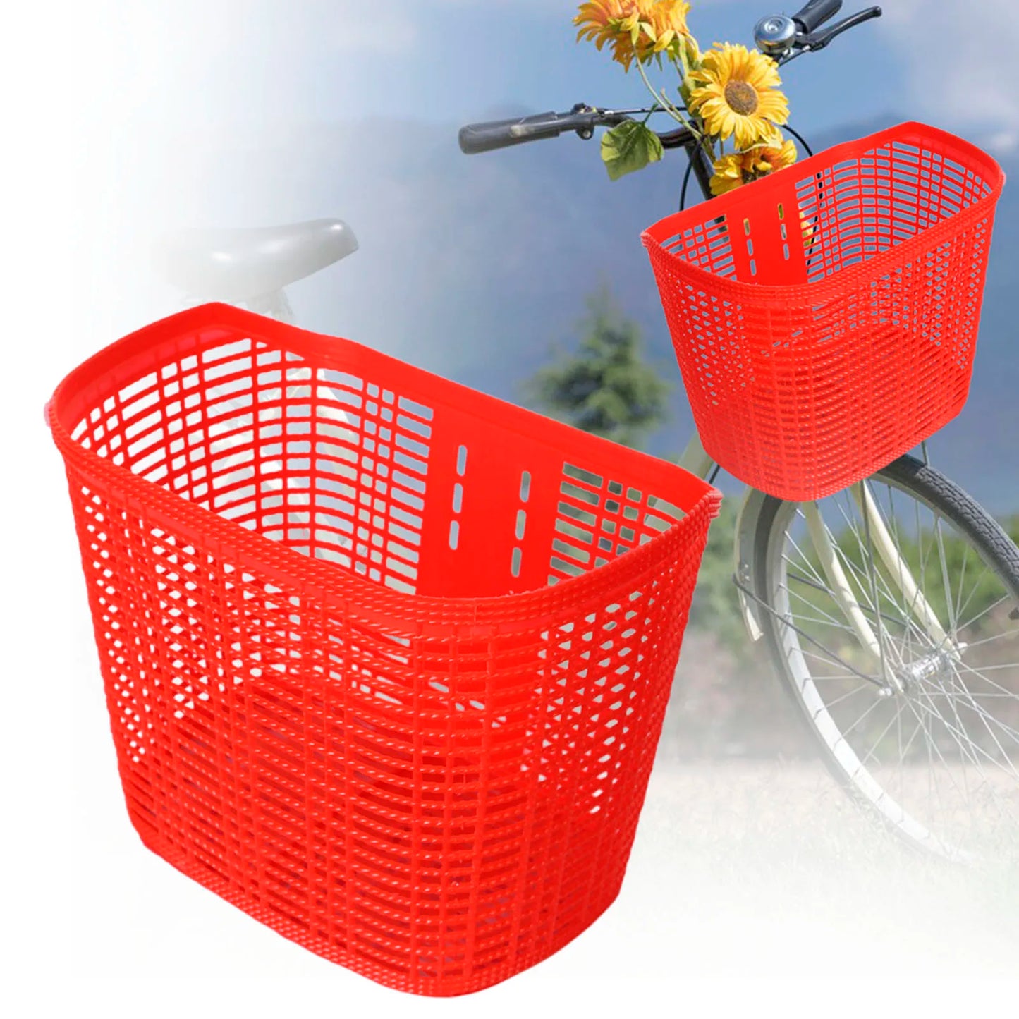 Bicycle Basket Kids Adults Bike Front Basket Pet Carrier Large Storage Box for Camping Grocery Shopping