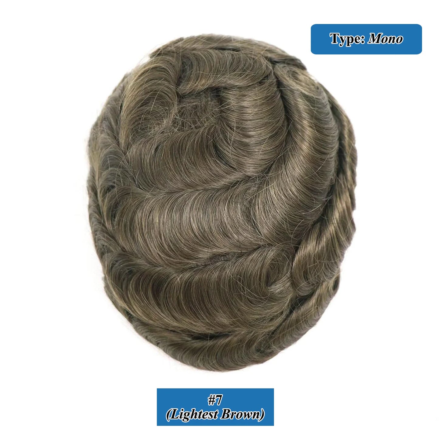 100% Human Hair Men's Toupee Fine Mono Base With Poly Skin Around Natural Men's Hair Replacement system Durable Wigs for Men