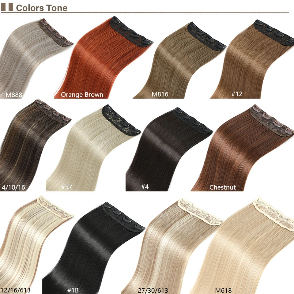24Inches 200Grams M888 Ombre Blond 27/613 4Clips In Straight Hair Extensions Bio Heat Resistant Soft Nature Synthetic Hairpieces