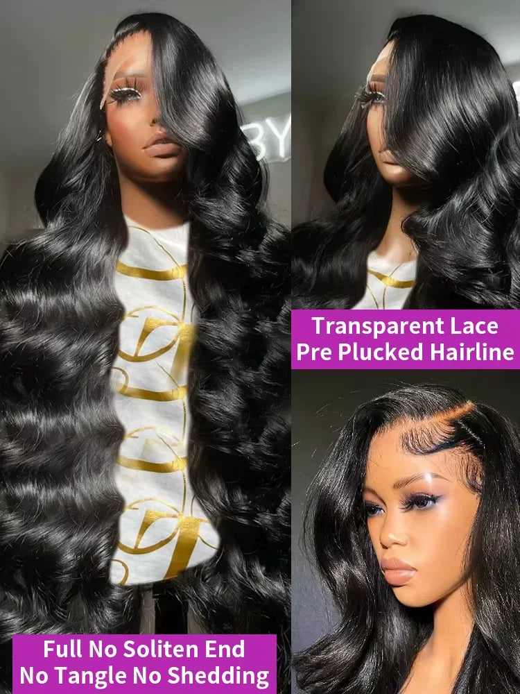 30 36Inch HD Transparent 13x4 13x6 Body Wave Lace Front Wig Full Lace Frontal Human Hair Wig For Women 300 Density Prepluck 300%