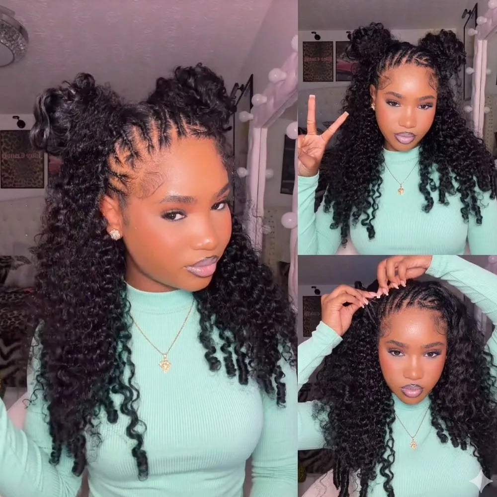 Burmese Curly Half Wig Vietnamese Glueless Raw Human Hair Half Wig With Drawstring Seamless Clips Deep Wave 3 IN 1 Half Wig