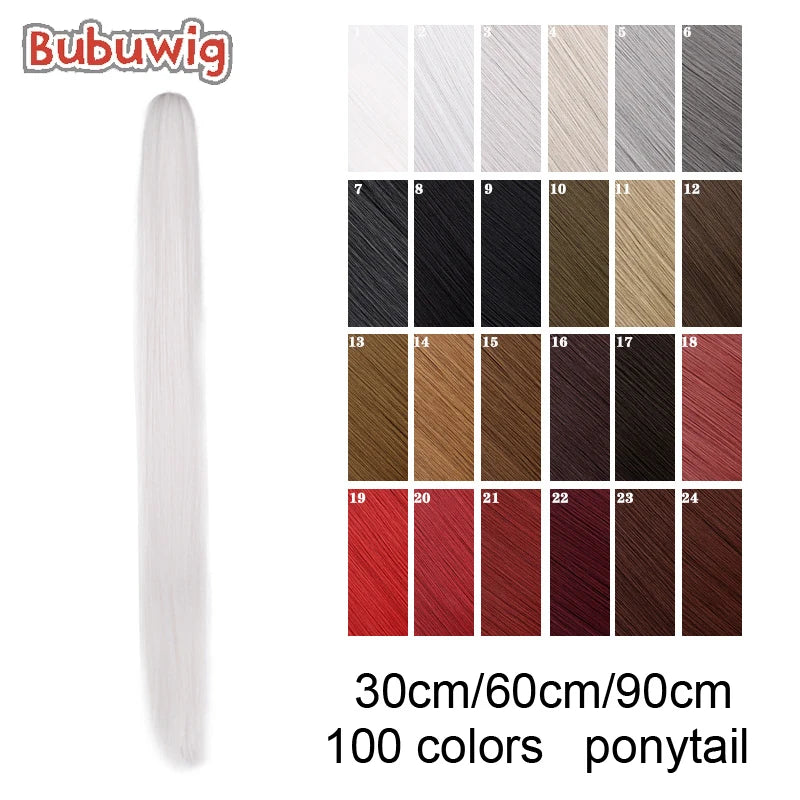 Bubuwig Synthetic Hair 30cm 60cm 90cm Single Ponytail Cosplay Wigs 100 Colors Pure Color Fashion Anime Ponytail Heat Resistant