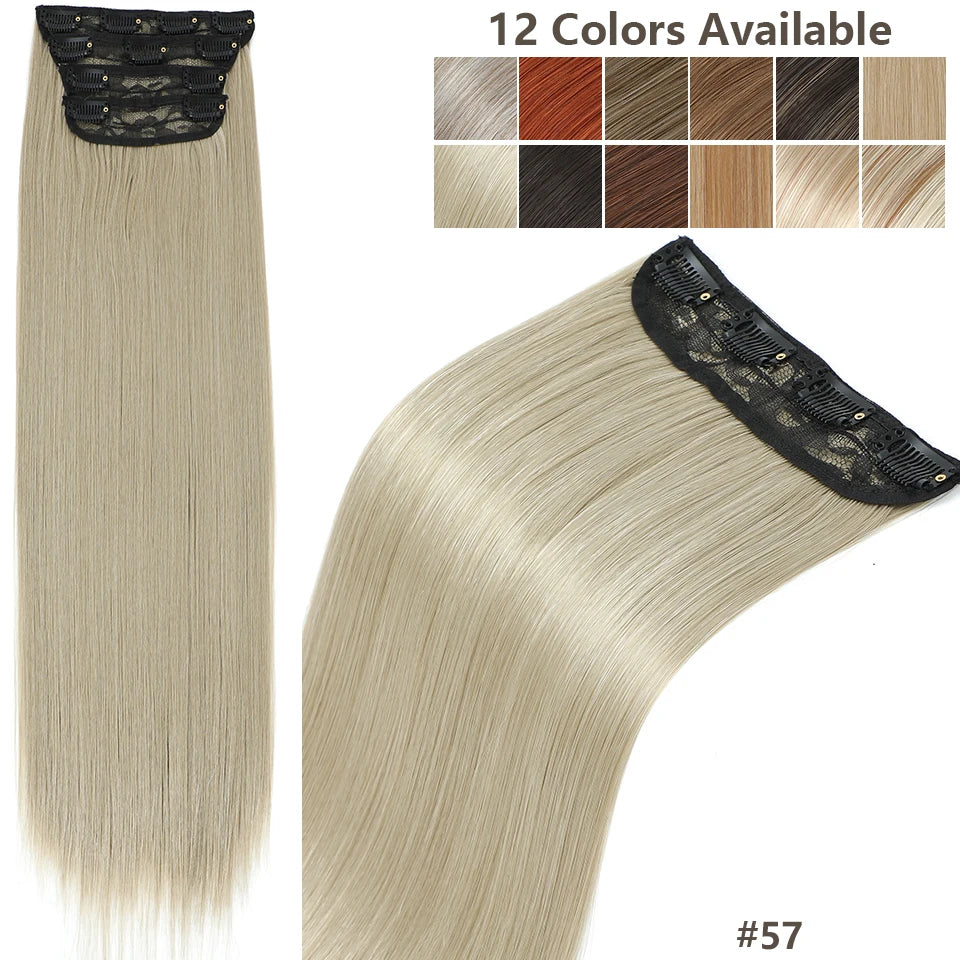 24Inches 200Grams M888 Ombre Blond 27/613 4Clips In Straight Hair Extensions Bio Heat Resistant Soft Nature Synthetic Hairpieces
