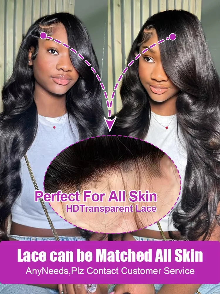 30 36Inch HD Transparent 13x4 13x6 Body Wave Lace Front Wig Full Lace Frontal Human Hair Wig For Women 300 Density Prepluck 300%