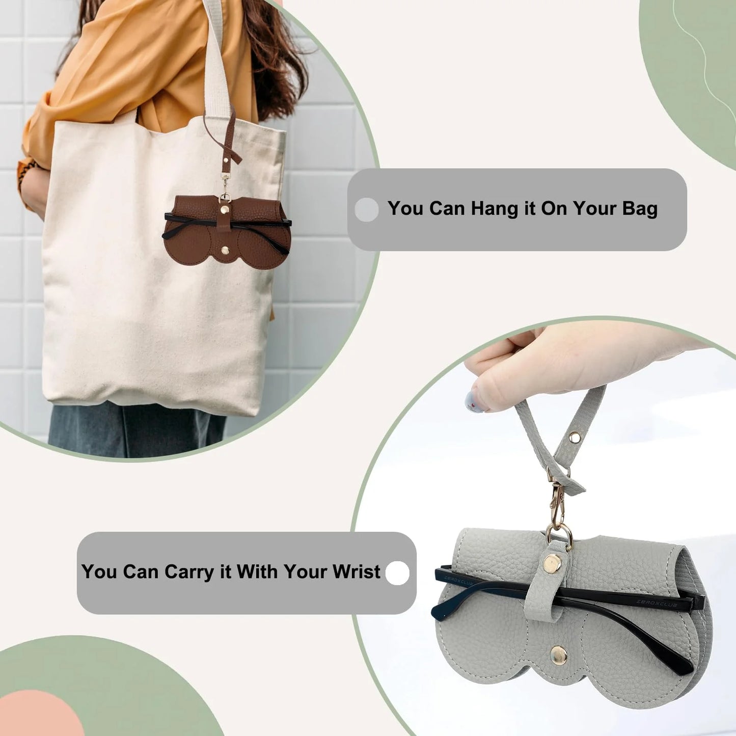 PU Leather Glasses Bag, Portable Sunglasses And Myopia Glasses Storage Bag, Anti-Pressure And Scratch-Resistant, With Anti-Lost Bracelet, Luggage Bags, Travel Bags And Accessories, Travel Storage Bag, Travel Glasses Bag, Perf