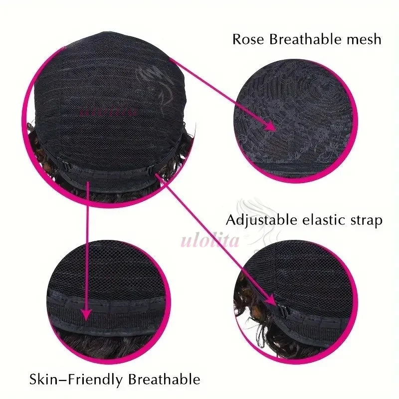 Short Deep Wave Pixie Cut Human Hair Wig Brazilian Remy Wig 180 Density Easy Daily Wear for Black Women