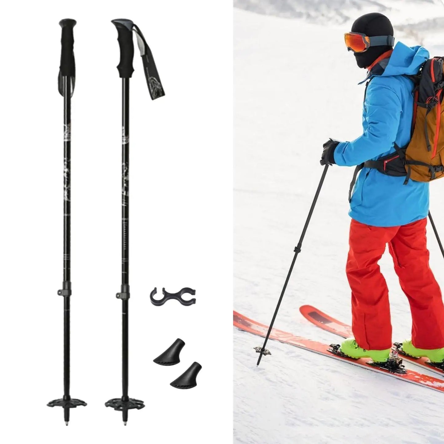 Skiing Pole Adjustable Trekking Poles for Outdoor Adventures Hiking Support Snowboarding Sturdy Walking Sticks for Mountains