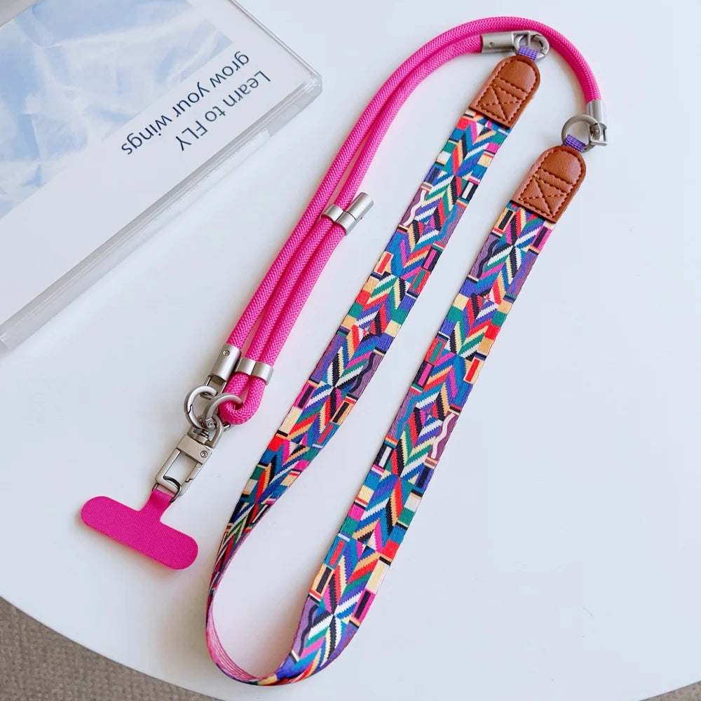 Colorful Adjustable Long Lanyard for Mobile Cell Phone Candy Solid Color Crossbody Necklace Anti-Lost Strap for Phone Universal