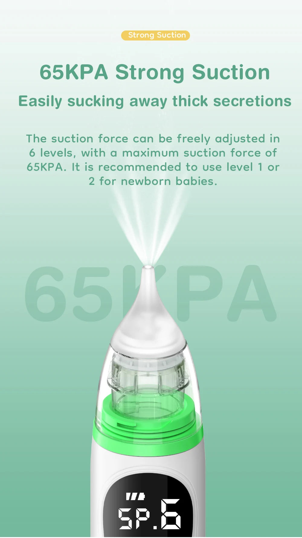 MAMIJOY Baby Nose Cleaner Silicone Adjustable Suction Electric Child Nasal Aspirator Safety Convenient Low Noise U94