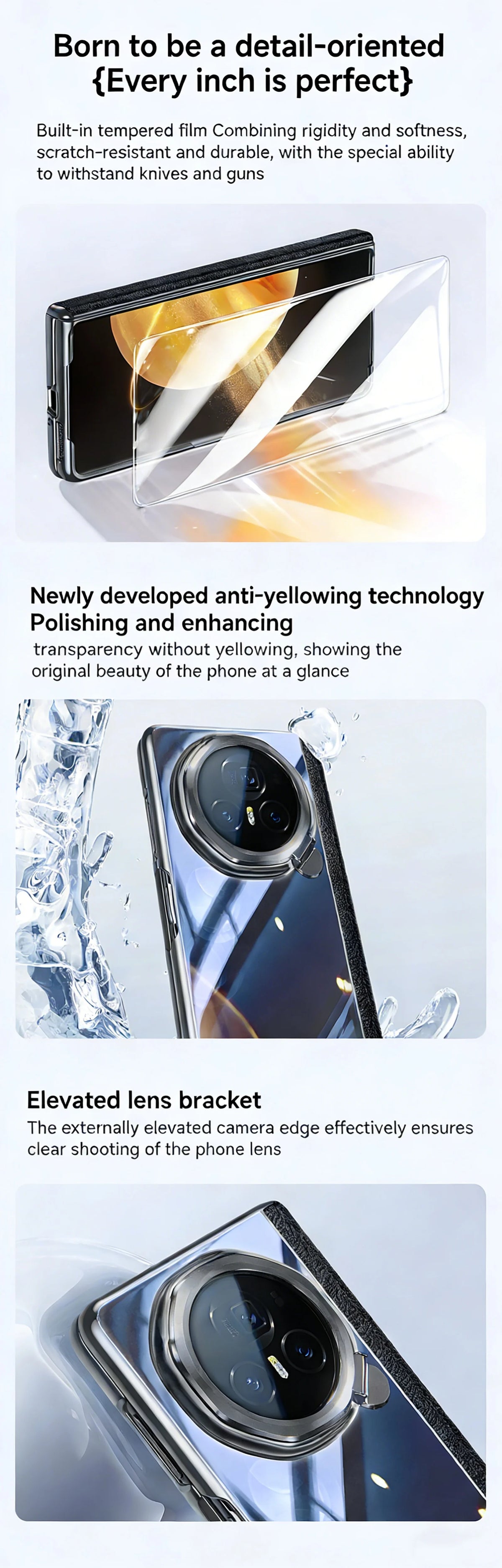 for Honor Magic V3 Protective Case,With 360°Spin Stand,Integrated HD protective film,Rotary shaft protection Phone Case-Black