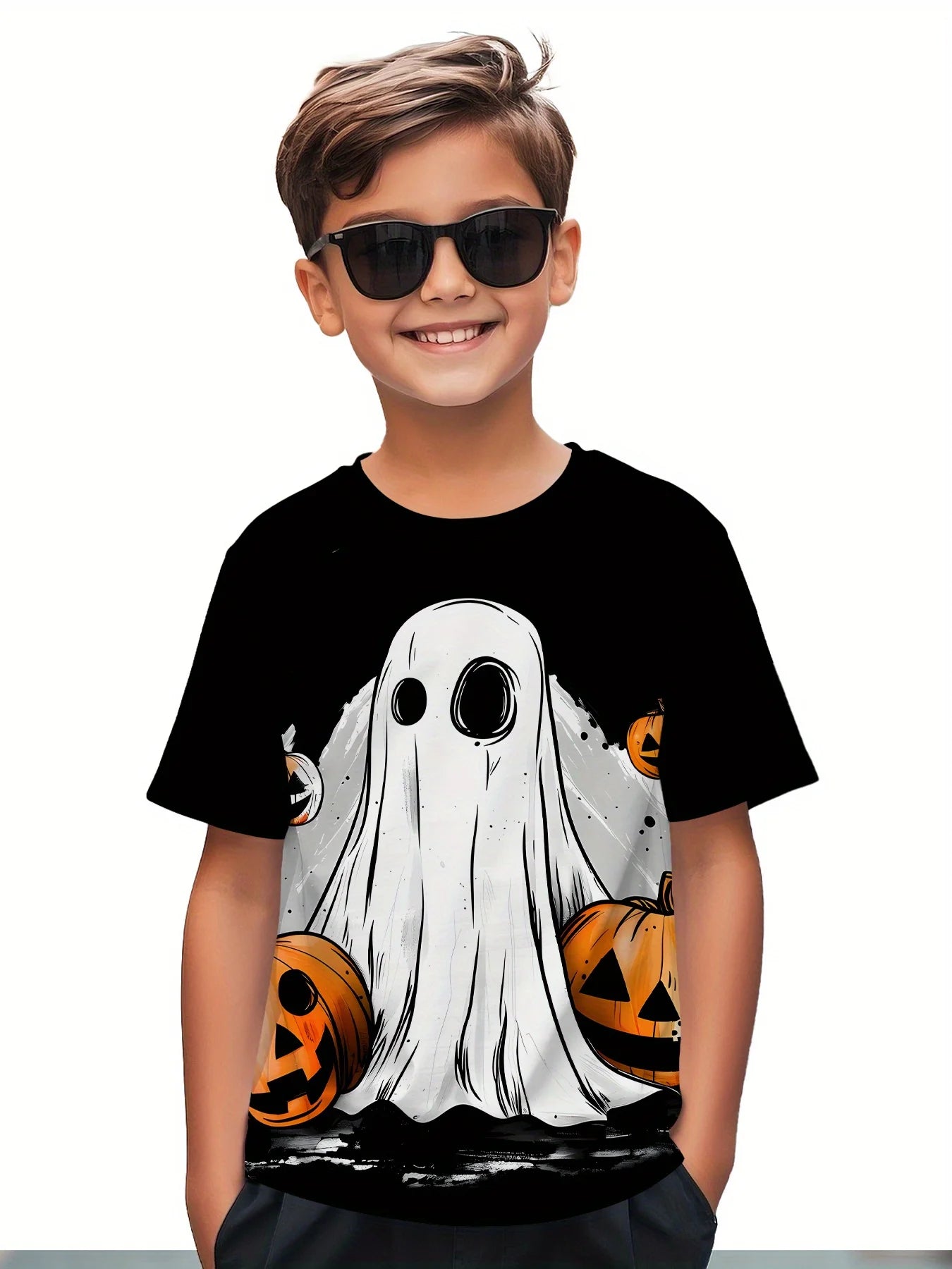 Children's Clothing Halloween Pumpkin Monster Graphic T-Shirt Boys Casual Short Sleeve Tee Halloween Gift for Kids Clothes 2-14Y