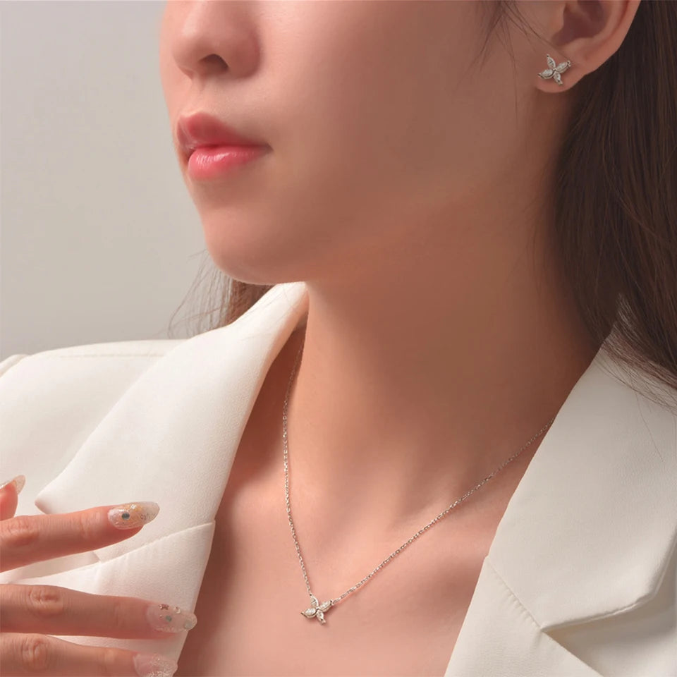 1.2 Carat D Color Moissanite Pendant Necklace for Women S925 Sterling Silver Earrings Sparkling Fine Jewelry Set Wedding Gift