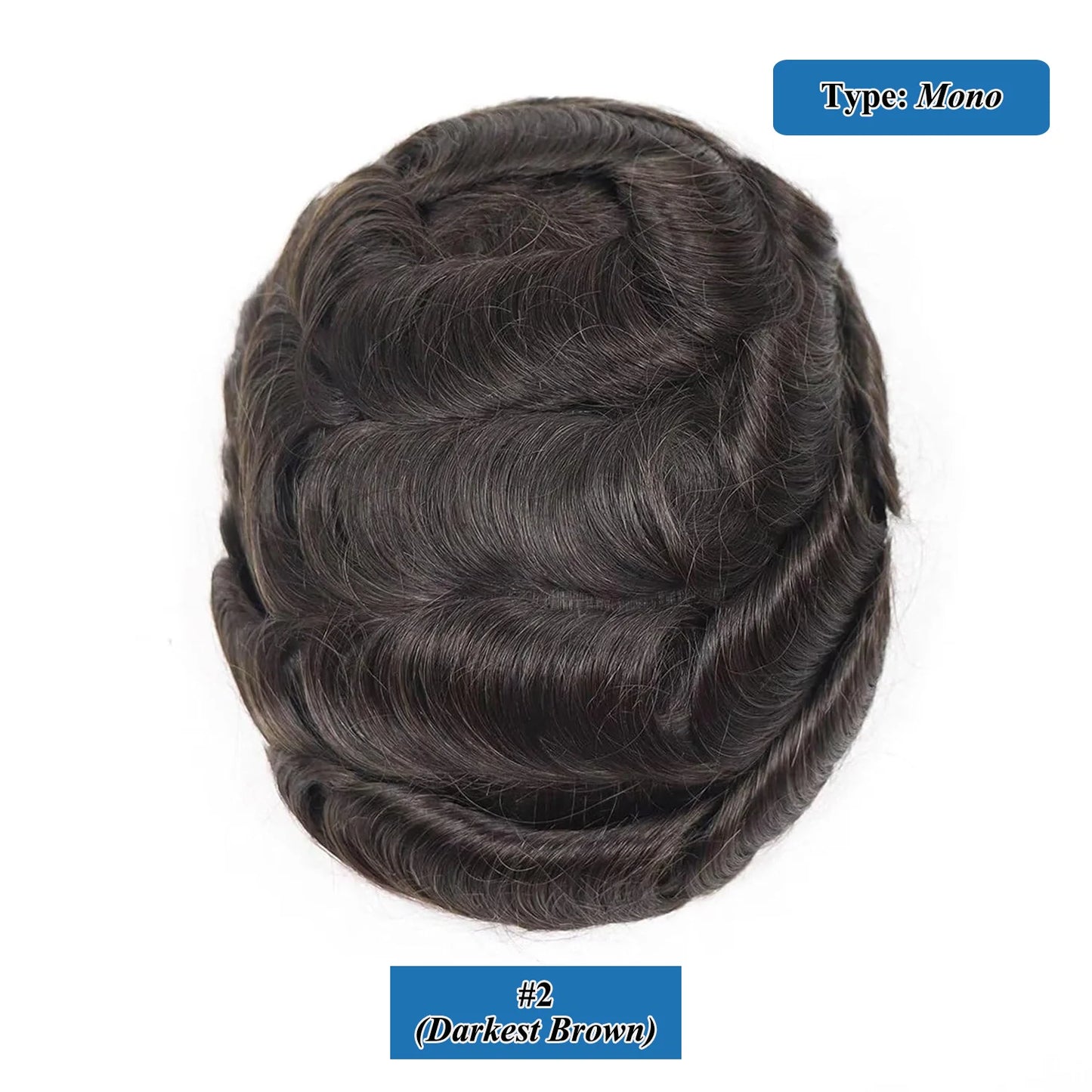 100% Human Hair Men's Toupee Fine Mono Base With Poly Skin Around Natural Men's Hair Replacement system Durable Wigs for Men