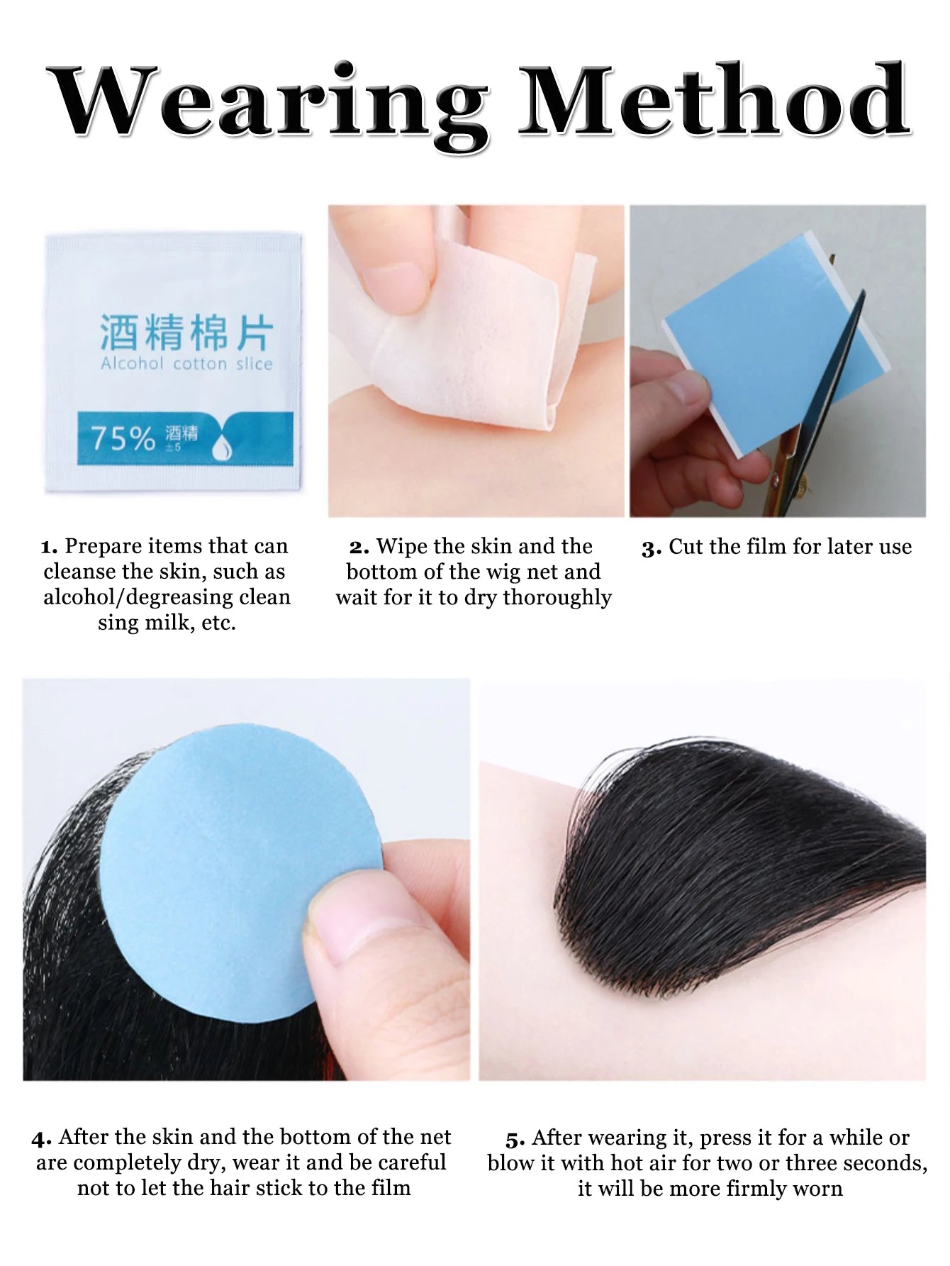 Forehead Patch 100% Human Hair Hairpiece Sideburns Toupee Invisible Seamless Ultra Thin Skin PU Men's Hairline Sideburn Patch