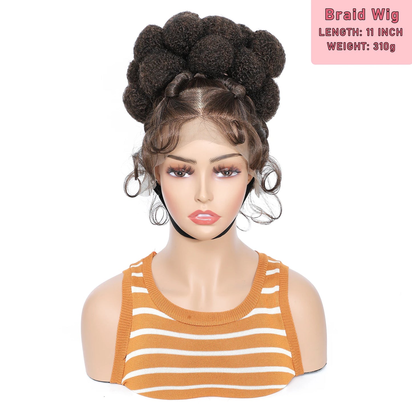 Synthetic Bantu Braided Wigs 11 Inches Full Lace Braided Wig with Baby Hair Afro Short Wigs Knotless Box Braids Wigs for Women