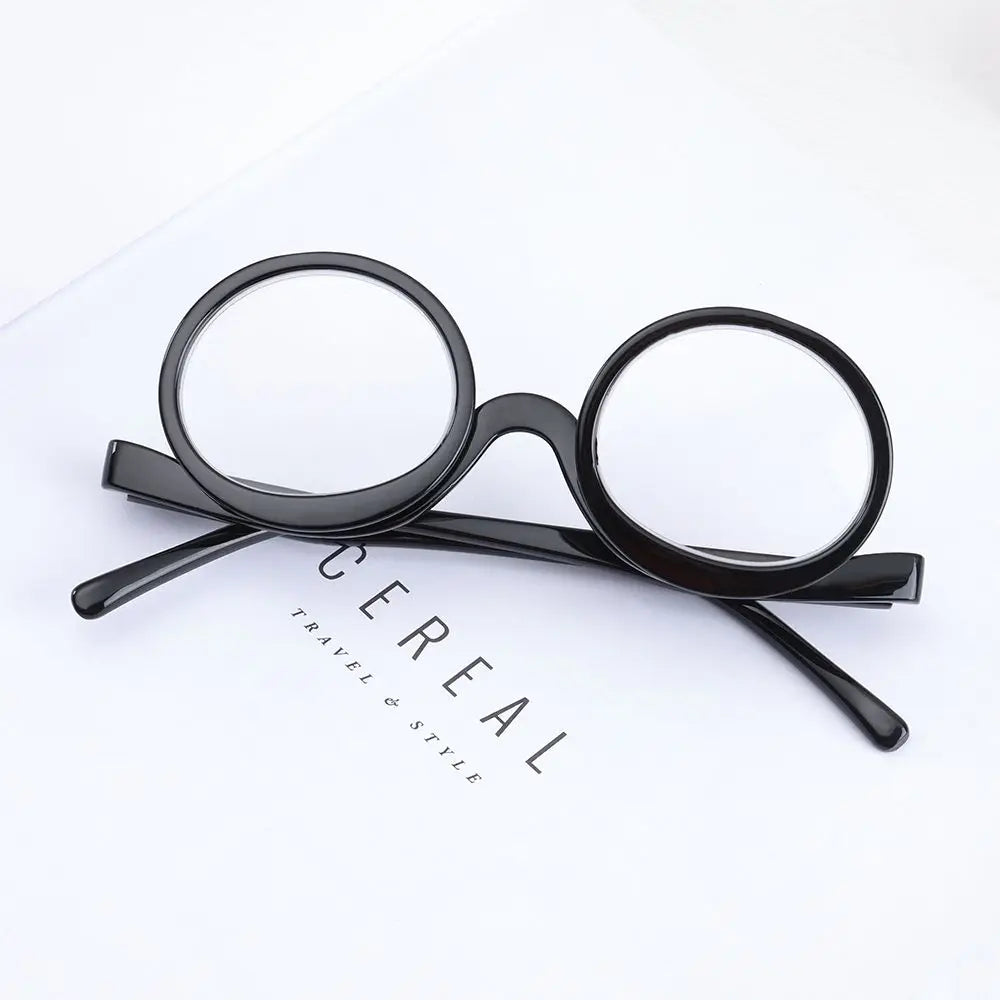 New Rotating Magnifying Makeup Reading Glasses For Women Folding Clamshell Cosmetic Presbyopic Glasses For Elder Unisex