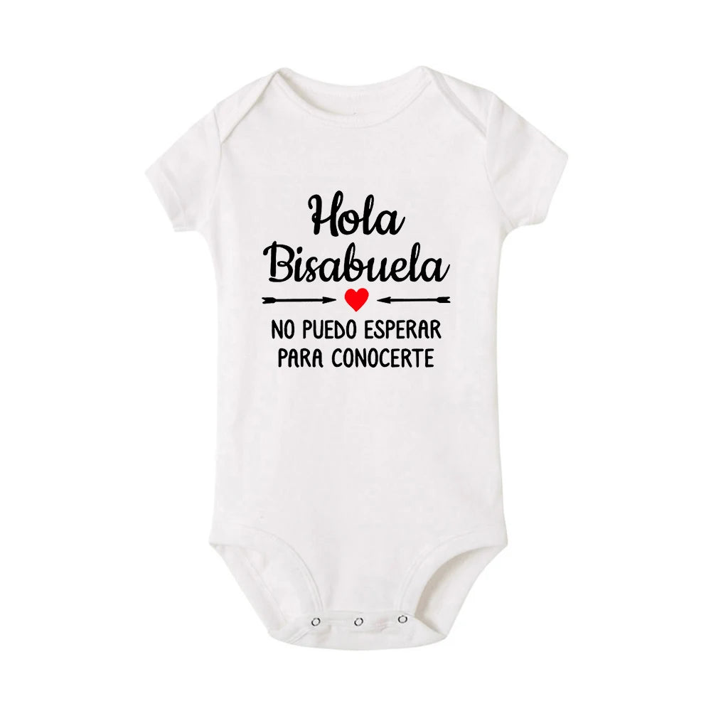 Hola Bisabuela Spanish Newborn Bodysuits Baby Boys Girls Born Crawling Jumpsuits Clothing Ropa Pregnancy Reveal To Great Grandma