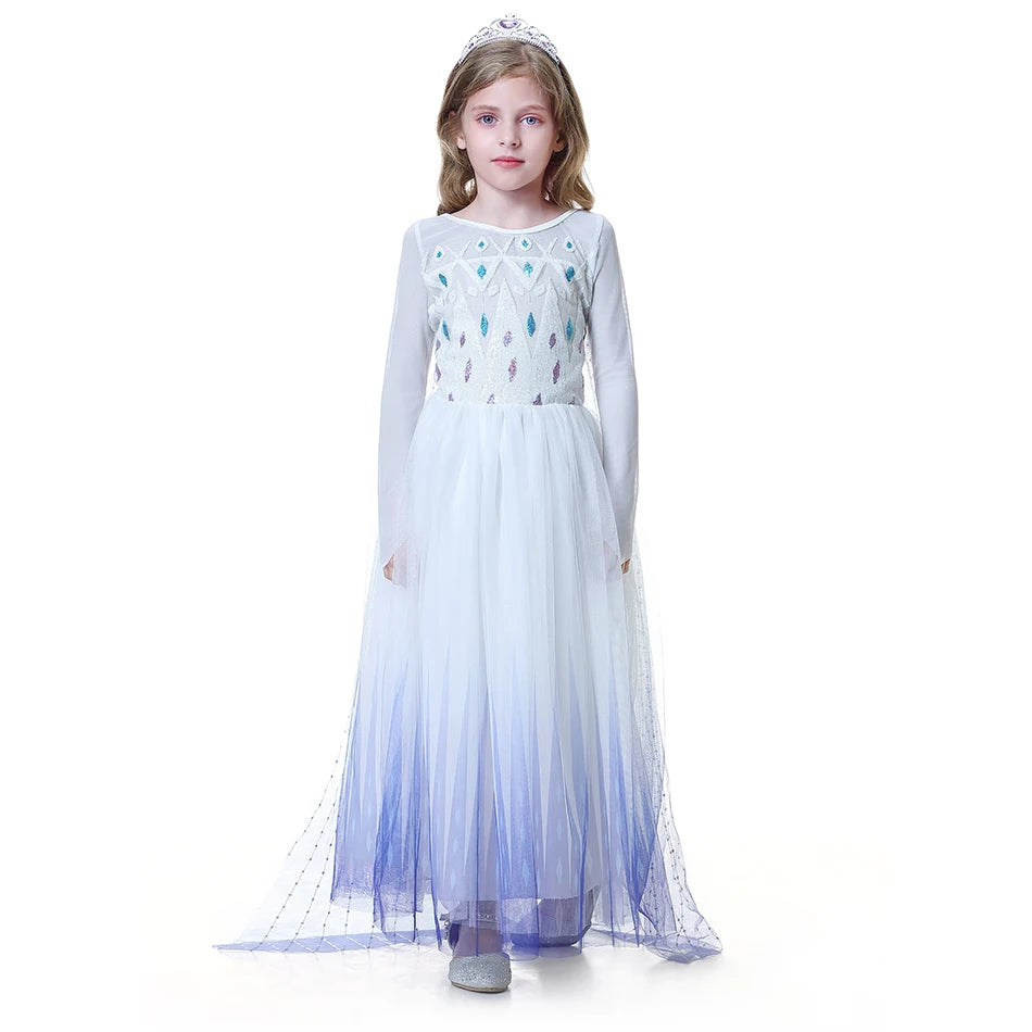 Elsa Anna 2 Dress Girls Princess Carnival Party Halloween Cosplay Costume Snow Queen Vestido Children Clothing For 2-12 Years