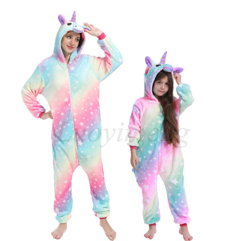 New Animal Unicorn Pajamas Adults Winter Sleepwear Kigurumi Wolf Panda Unicornio Pyjamas Women Onesie Anime Costumes Jumpsuit