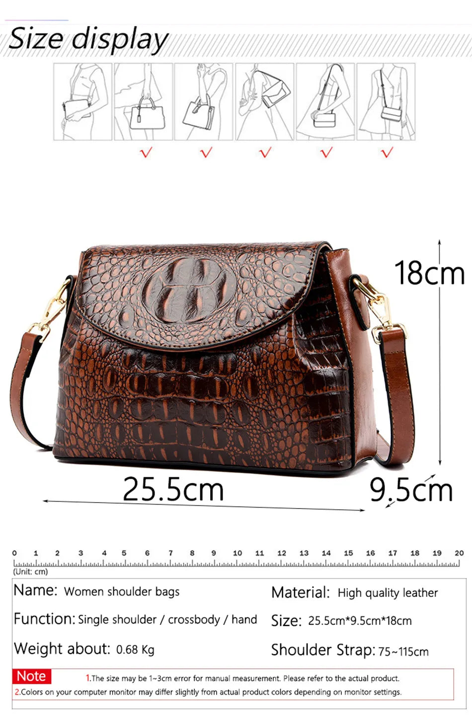 Luxury Brand Handbags For Women 2026 Sac A Main Ladies Crocodile Pattern Leather Crossbody Bags Designer New Shoulder Bag Bolsos