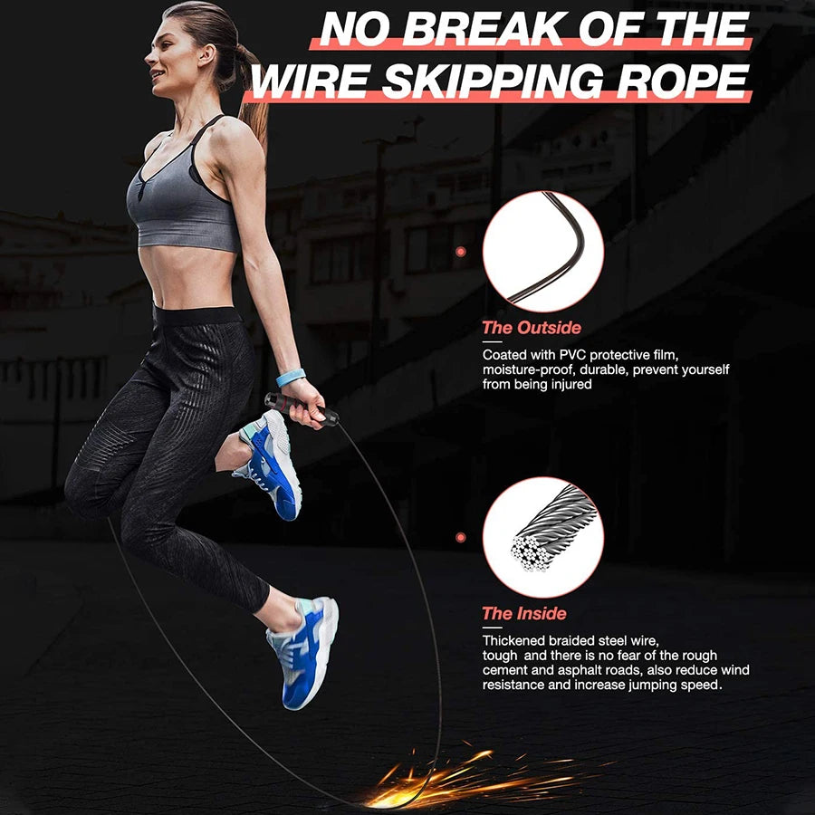 Adjustable Rapid Speed Jump Rope Steel Wire Skipping Rope for Fitness Workout Training Home Sport Equipment