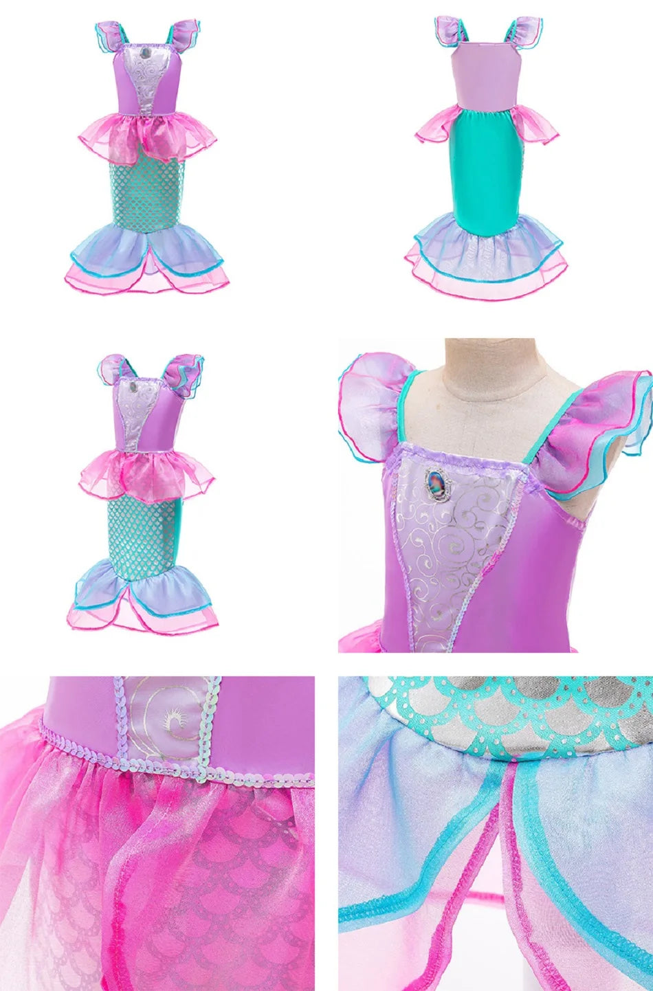Kids Princess Costume Children Elsa Anna Rapunzel Mermaid Ariel Fancy Dress Girls Carnival Pageant Halloween Party Clothes