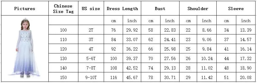 Elsa Anna 2 Dress Girls Princess Carnival Party Halloween Cosplay Costume Snow Queen Vestido Children Clothing For 2-12 Years