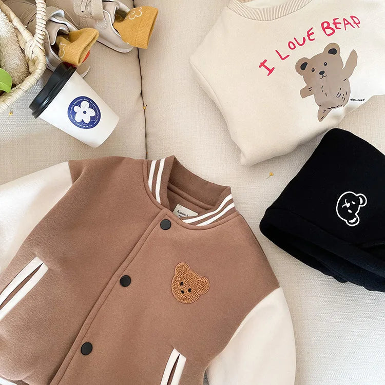 Toddler Infant Baby Boys Girls Clothes Cute Fleece Winter Warm Baby Jacket Casual Baseball Uniform Outerwear Kids Coat