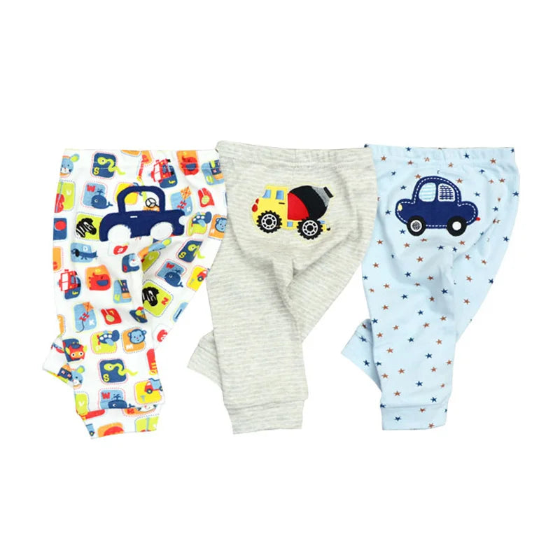 Solid Color 100%cotton Newborn Baby Pants 3/4Pieces Baby Girl Trousers 0-24M Soft Cartoon Print Baby Boy Pants Accessories