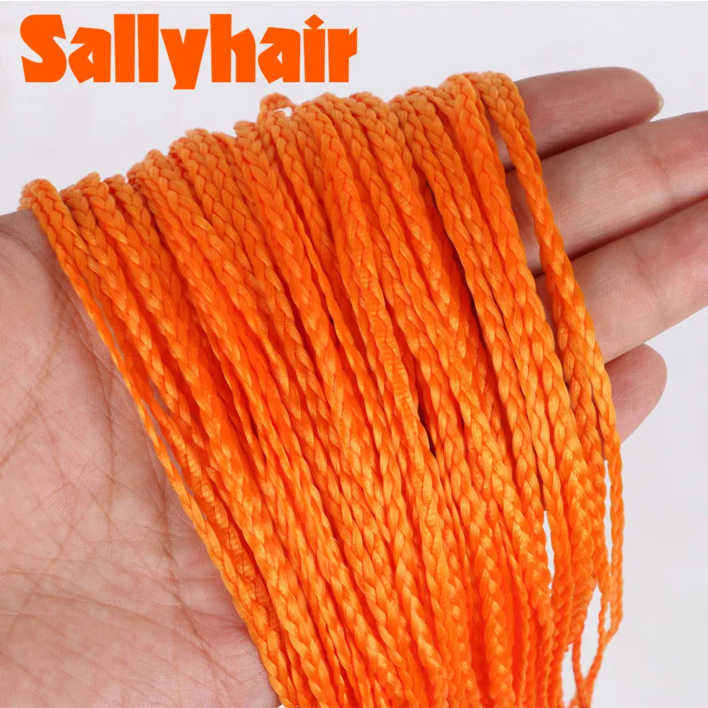 Sallyhair Synthetic Braids Thin Box Braids Crochet Braiding Hair Colorful Zizi Braids Extensions Grey Pink Black Brown Hair