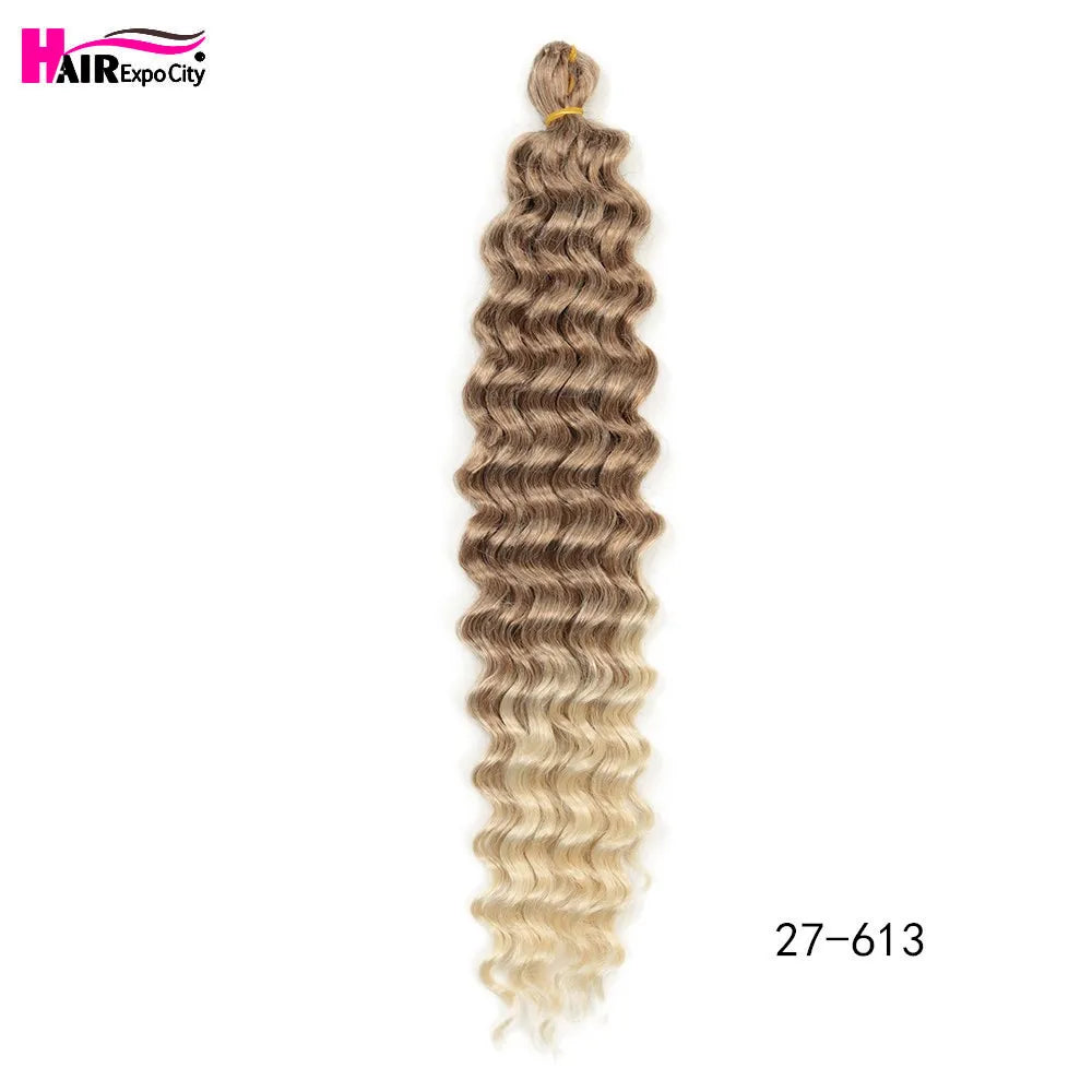 22-28 Inch Deep Wave Twist Crochet Hair Natural Synthetic Braid Hair Afro Curls Ombre Braiding Hair Extensions Hair Expo City