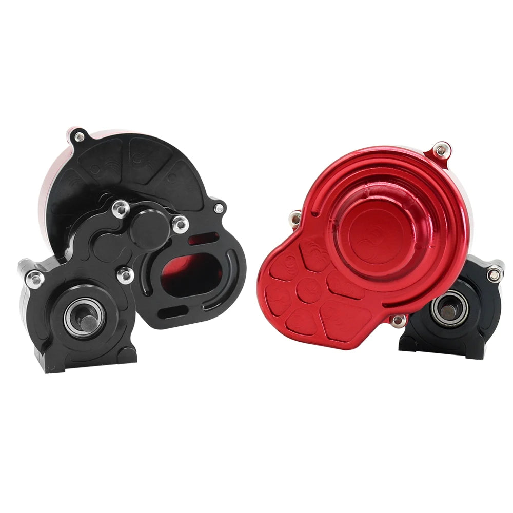 48P All Metal Transmission Gearbox with Motor Gear/Protective Cover for 1/10 RC Rock Crawler Axial SCX10 9028 90047  Truck