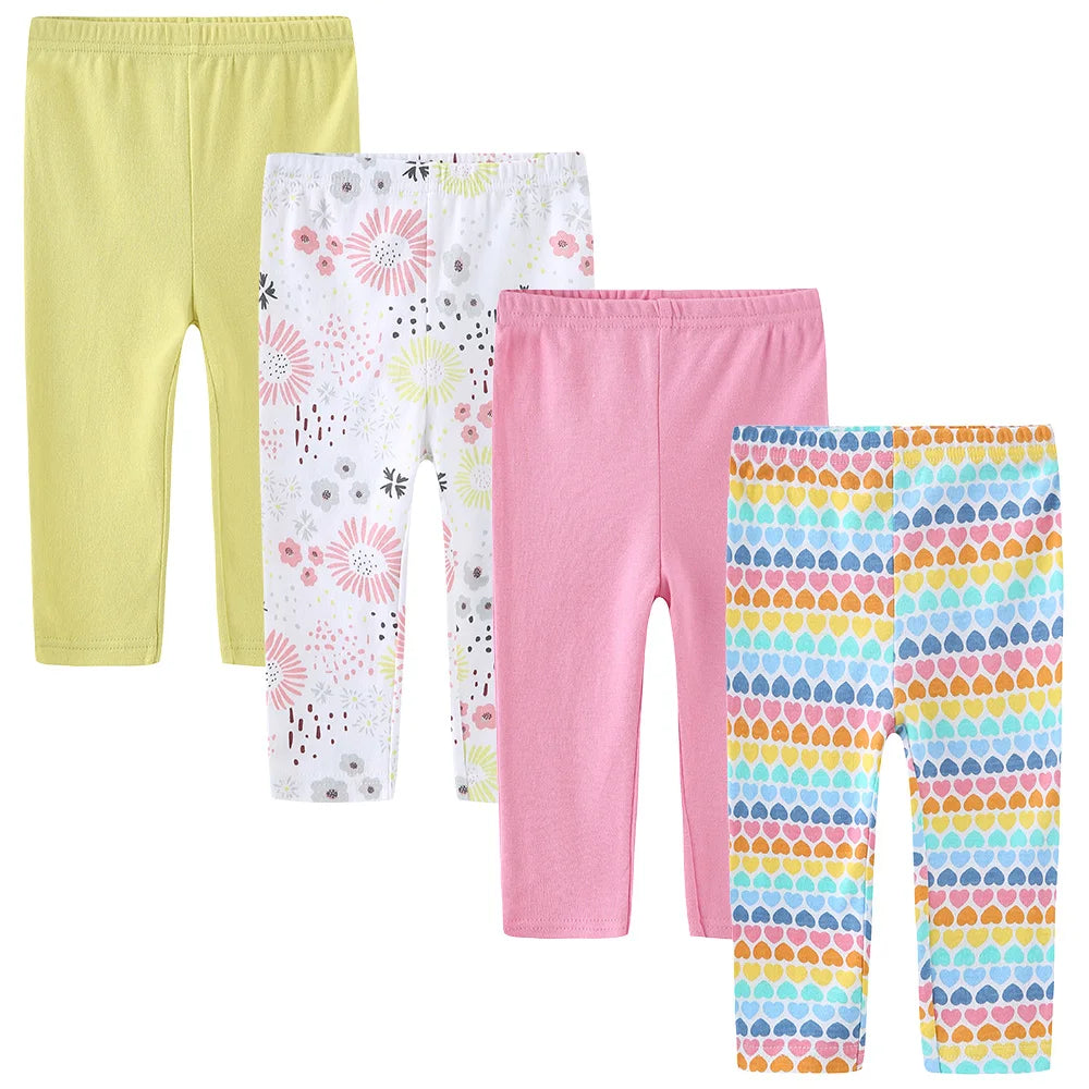 Solid Color 100%cotton Newborn Baby Pants 3/4Pieces Baby Girl Trousers 0-24M Soft Cartoon Print Baby Boy Pants Accessories