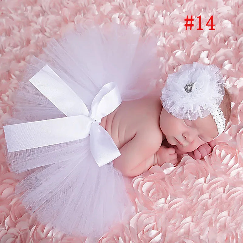 Pale Pink Baby Tutu Skirt and Headband Set Newborn Photography props Infant Cake Smash Tutus Outfit Shower Gift