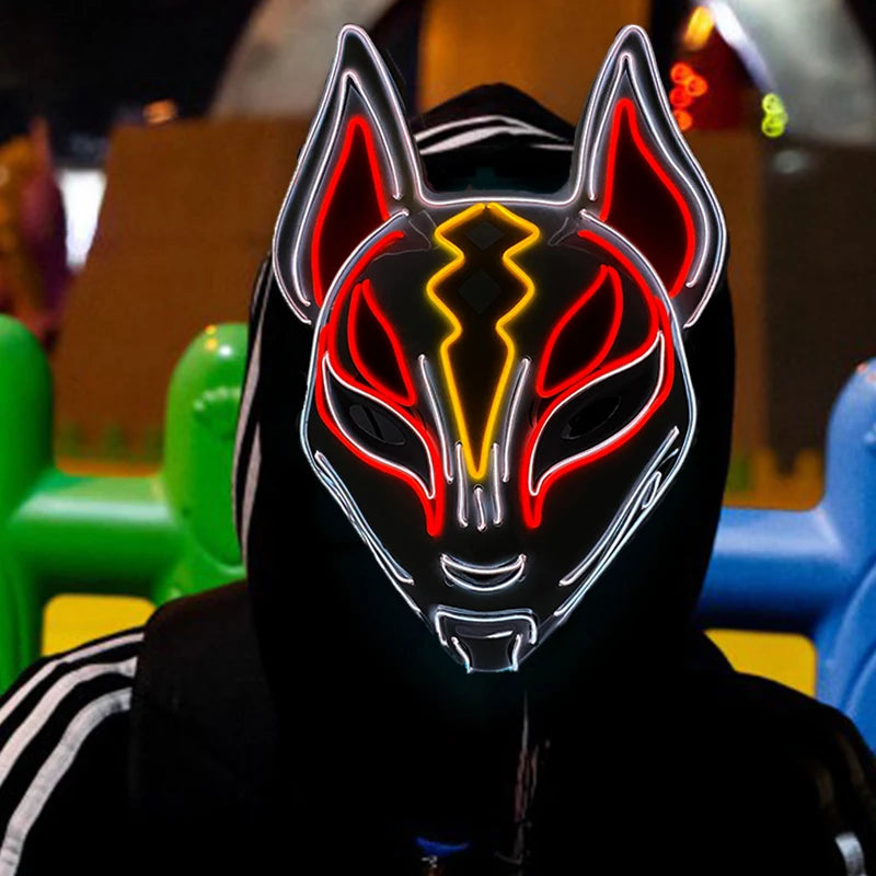 Halloween Carnival Party Costume Decoration Luminous LED Mask Halloween Mask LED Maske Light Up Party Masks for Glow Party