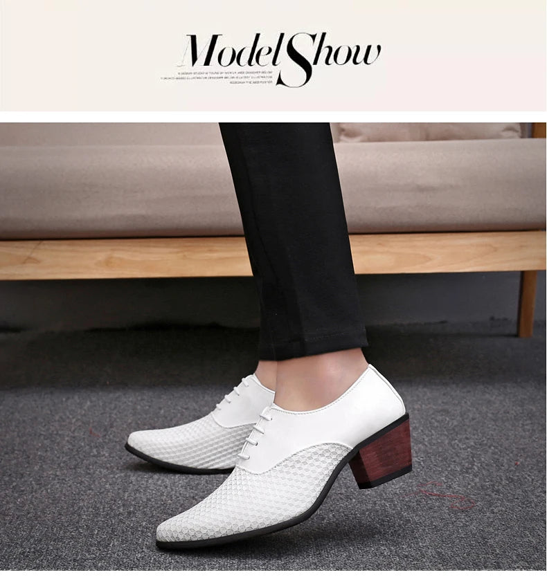 Man Dress High Heel Shoes Handmade Italian Style Party Wedding Men Shoes High Quality Leather Business Formal Elevator Shoes Men