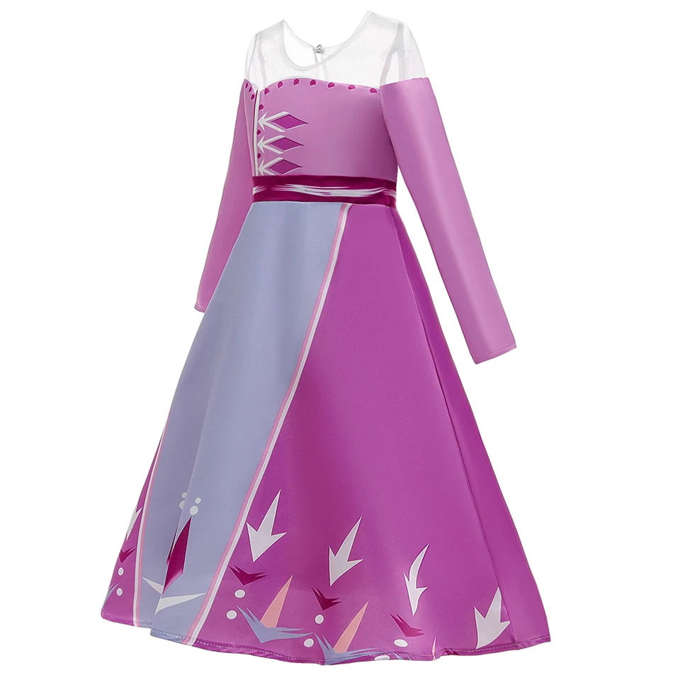 Elsa Anna 2 Dress Girls Princess Carnival Party Halloween Cosplay Costume Snow Queen Vestido Children Clothing For 2-12 Years