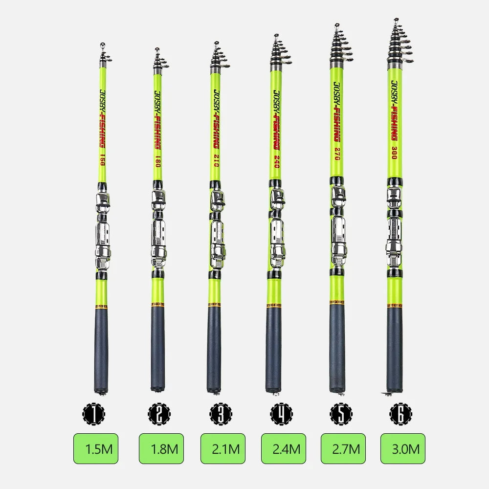 JOSBY Telescopic Rock Fishing Spinning Rod 3.0M/2.7M/2.4M/2.1M /1.8M/1.5M Portable Travel UltraLight Mini Pole Pesca