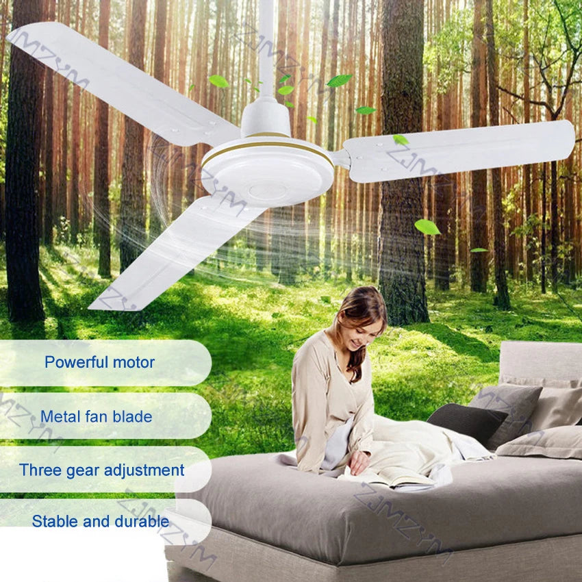 Ceiling Fan 48/56 Inch Ceiling Fan without Light Simple Ceiling Fan With 3 Gear Adjustment 3 Blades 75W/65W 220V Knob Control