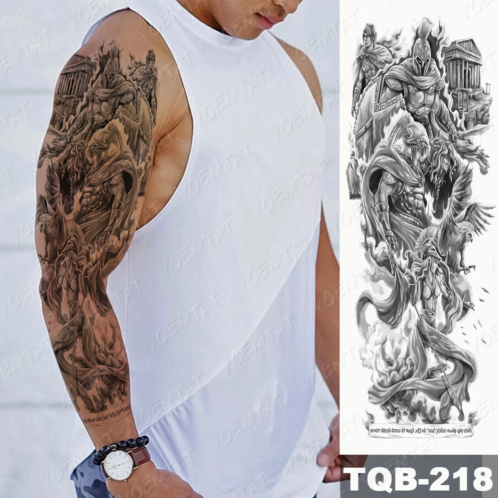 Large Arm Sleeve Tattoo Black Maori Totem Waterproof Temporary Tatto Sticker Tribal Flame Body Art Full Fake Tatoo Women Men