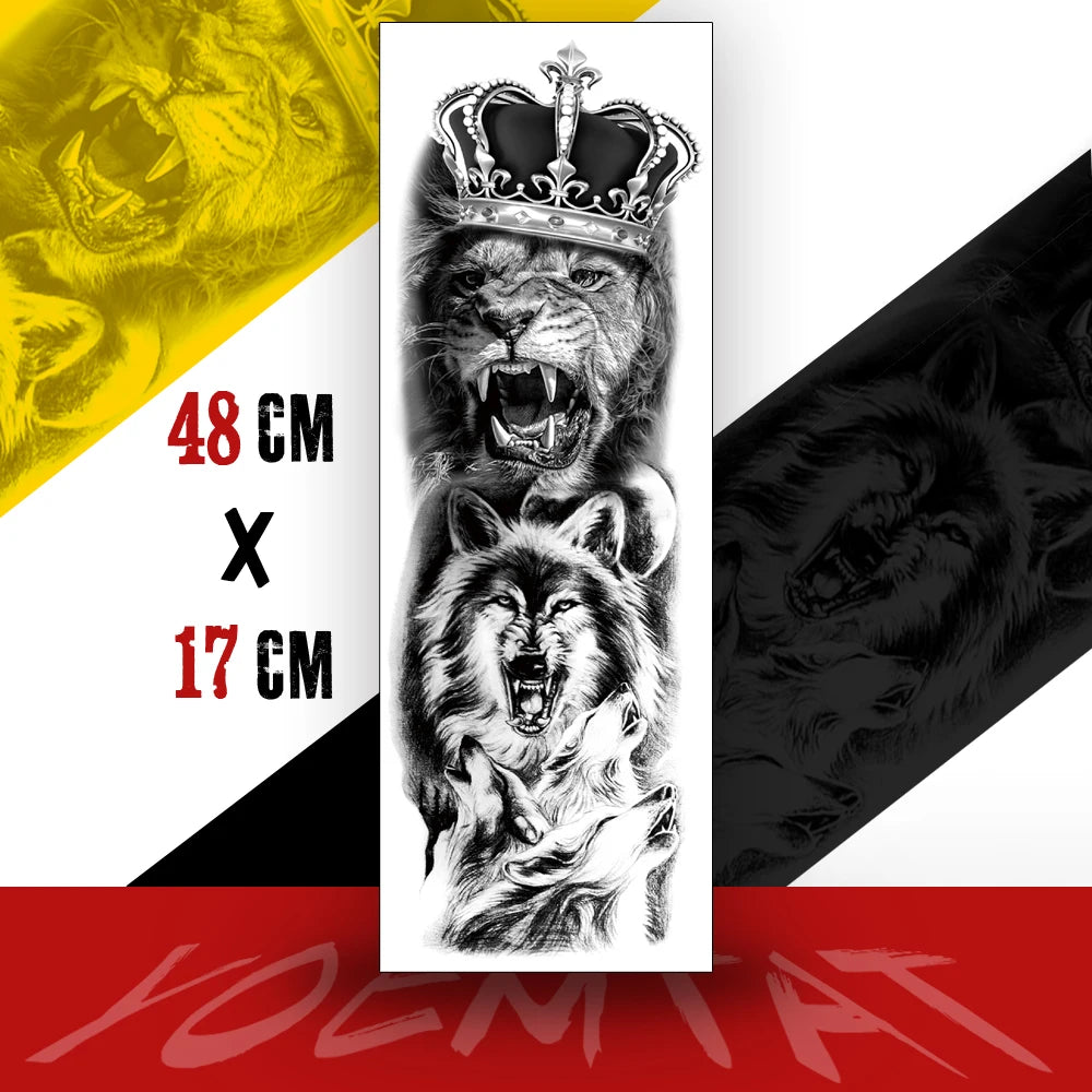 Large Arm Sleeve Tattoo Black Maori Totem Waterproof Temporary Tatto Sticker Tribal Flame Body Art Full Fake Tatoo Women Men
